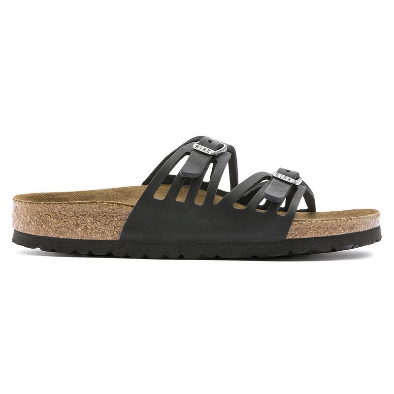 Birkenstock Granada Soft Footbed Oiled Læder Sandaler Dame Sort | DK 343ILH